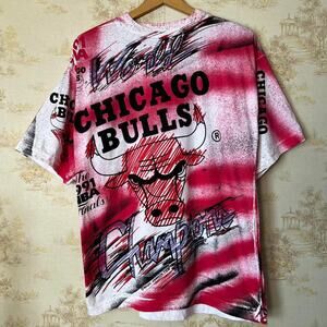 Vintage 90s Magic Johnson T’s 1991 Chicago Bulls Finals Champions AOP T-Shirt L